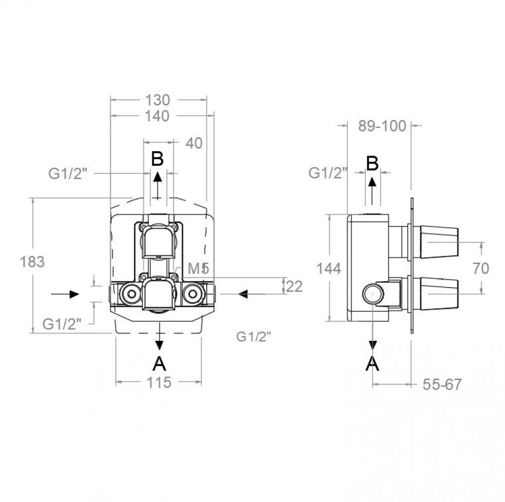 Ramon Soler - Grifo de ducha empotrado termostático 2 vías Prisma oro cepillado - BricoandPool