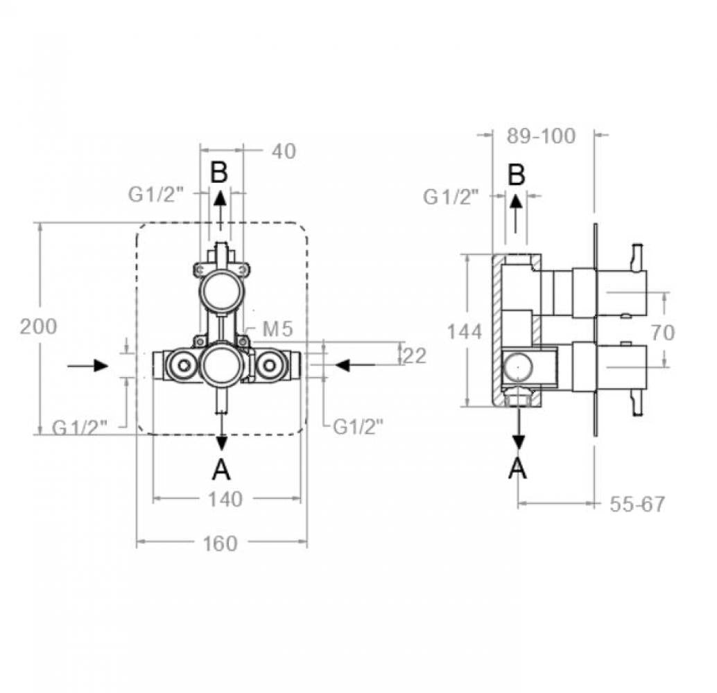 Ramon Soler - Grifo de ducha empotrado termostático Odisea oro cepillado - BricoandPool