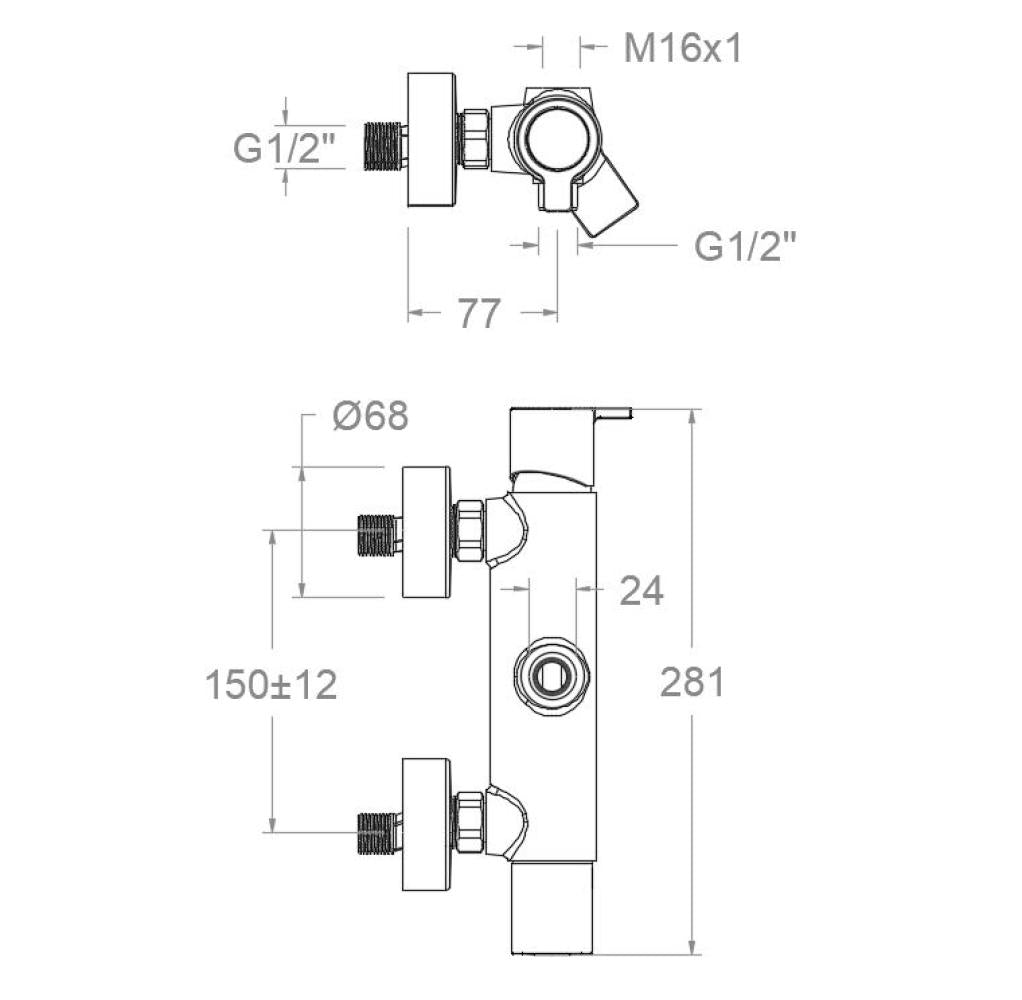 Ramon Soler - Grifo de ducha monomando Blautherm con conexión M16x1 oro cepillado - BricoandPool