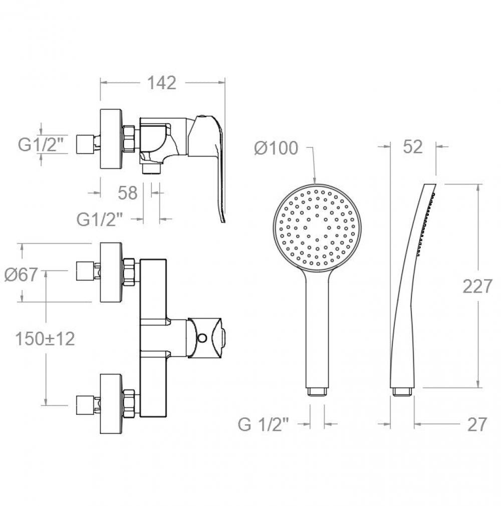 Ramon Soler - Grifo de ducha monomando conjunto Ypsilon Plus con equipo de ducha cromo - BricoandPool