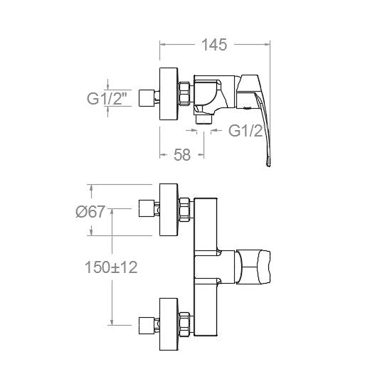Ramon Soler - Grifo de ducha monomando New Fly negro mate - BricoandPool