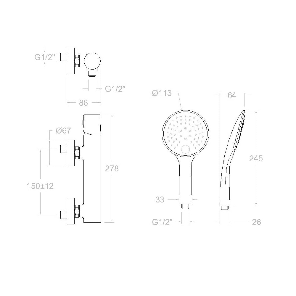 Ramon Soler - Grifo de ducha monomando Tzar con equipo de ducha cromo - BricoandPool