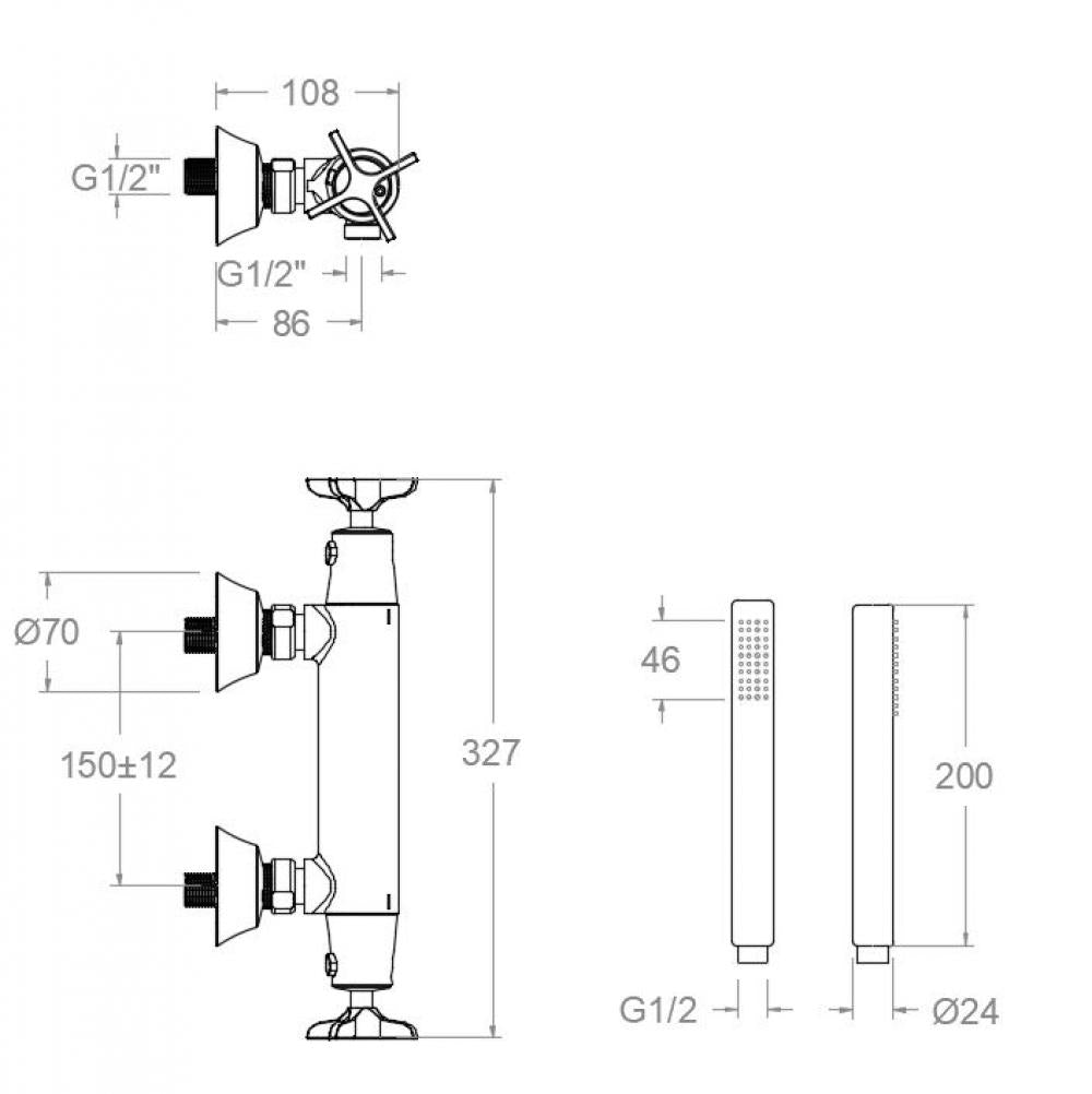 Ramon Soler - Grifo de ducha termostático Adagio con equipo de ducha cromo - BricoandPool