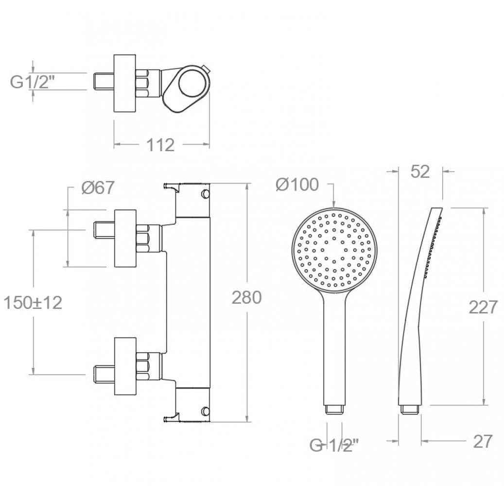 Ramon Soler - Grifo de ducha termostático Alexia con equipo de ducha cromo - BricoandPool