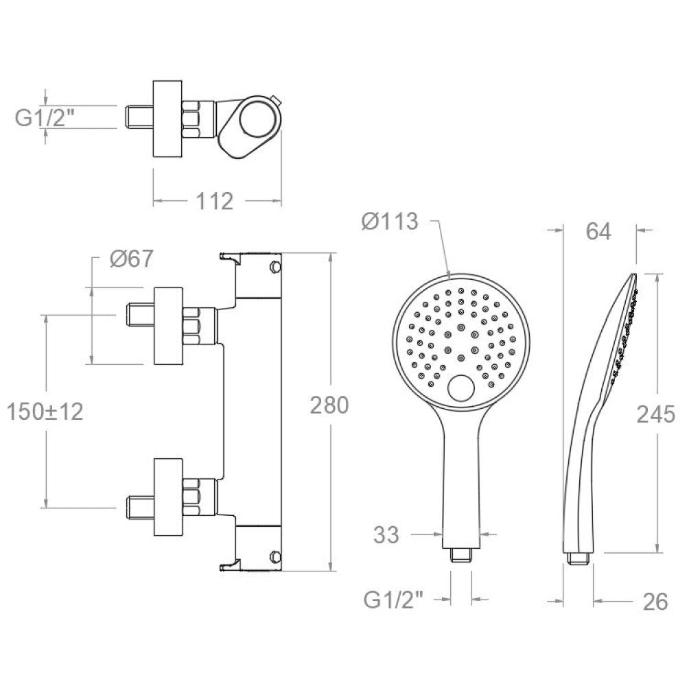Ramon Soler - Grifo de ducha termostático Alexia con equipo de ducha cromo - BricoandPool