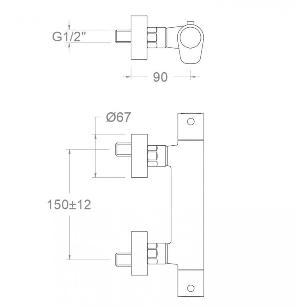 Ramon Soler - Grifo de ducha termostático Alexia sin equipo de ducha grafito - BricoandPool