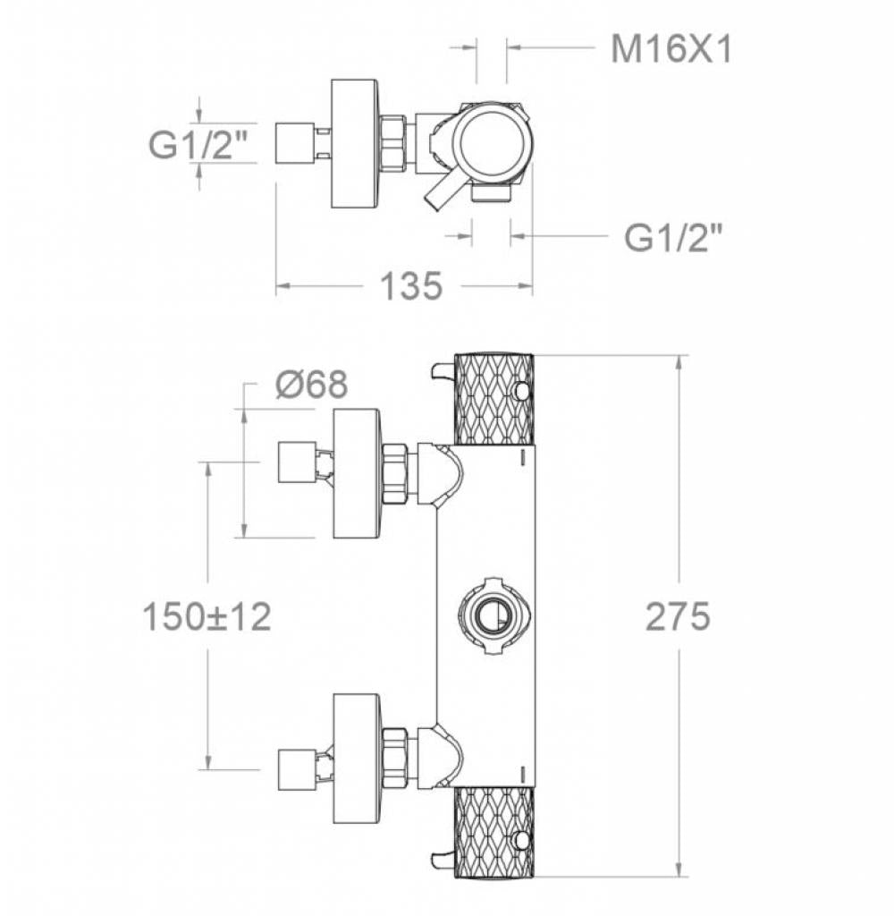 Ramon Soler - Grifo de ducha termostático de pared Odisea Joya oro cepillado - BricoandPool