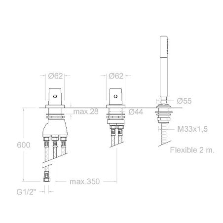 Ramon Soler - Grifo de ducha termostático de repisa Tzar con equipo de ducha metálico cromo - BricoandPool