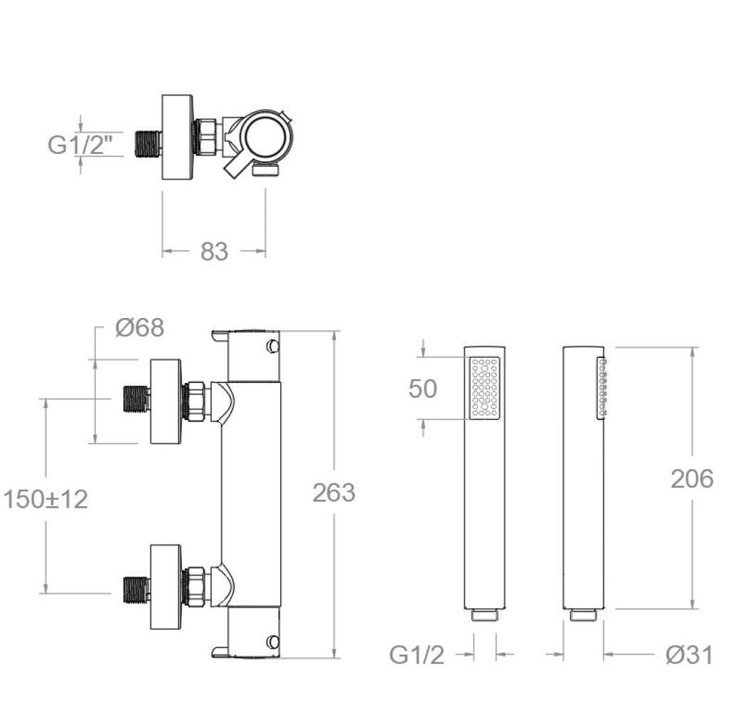 Ramon Soler - Grifo de ducha termostático Drako con equipo de ducha cromo - BricoandPool