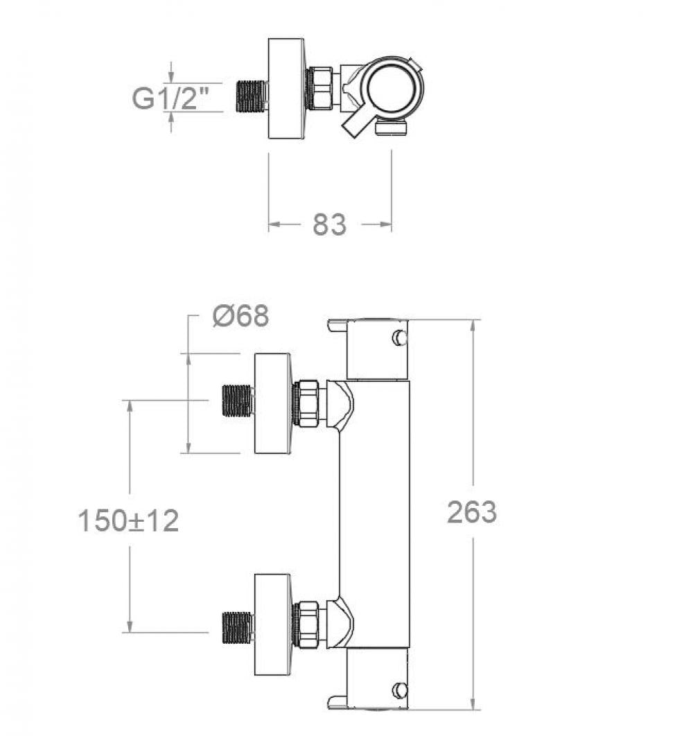 Ramon Soler - Grifo de ducha termostático Drako sin equipo de ducha cromo - BricoandPool