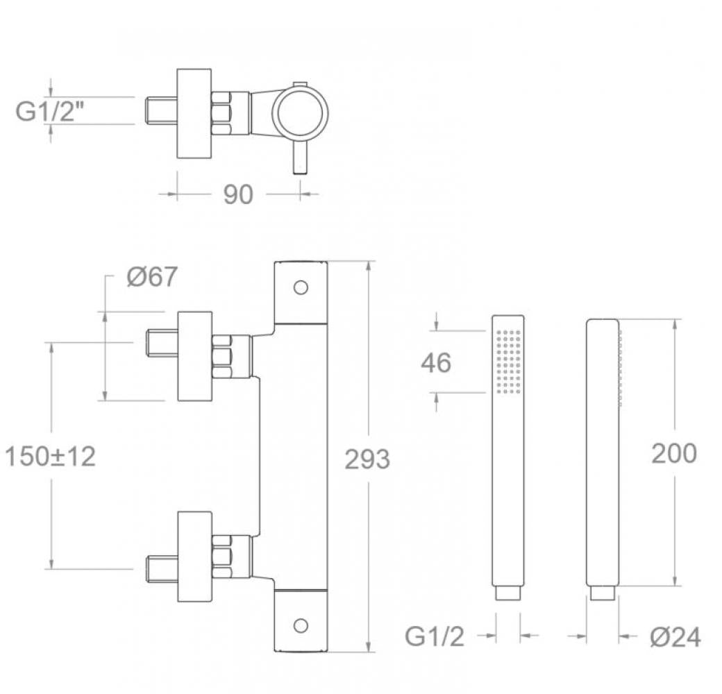 Ramon Soler - Grifo de ducha termostático Odisea con equipo de ducha cromo - BricoandPool