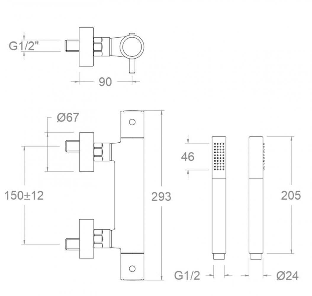 Ramon Soler - Grifo de ducha termostático Odisea con equipo de ducha oro cepillado - BricoandPool
