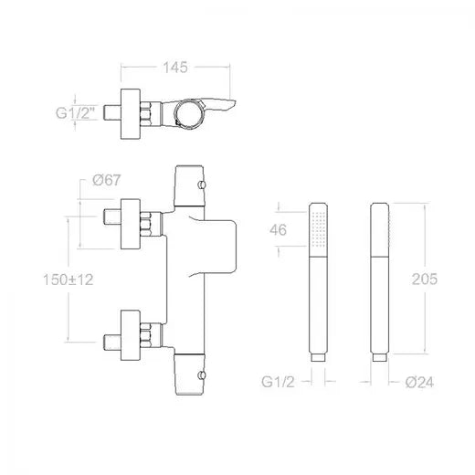 Ramon Soler - Grifo de ducha termostático Tzar con equipo de ducha cromo - BricoandPool