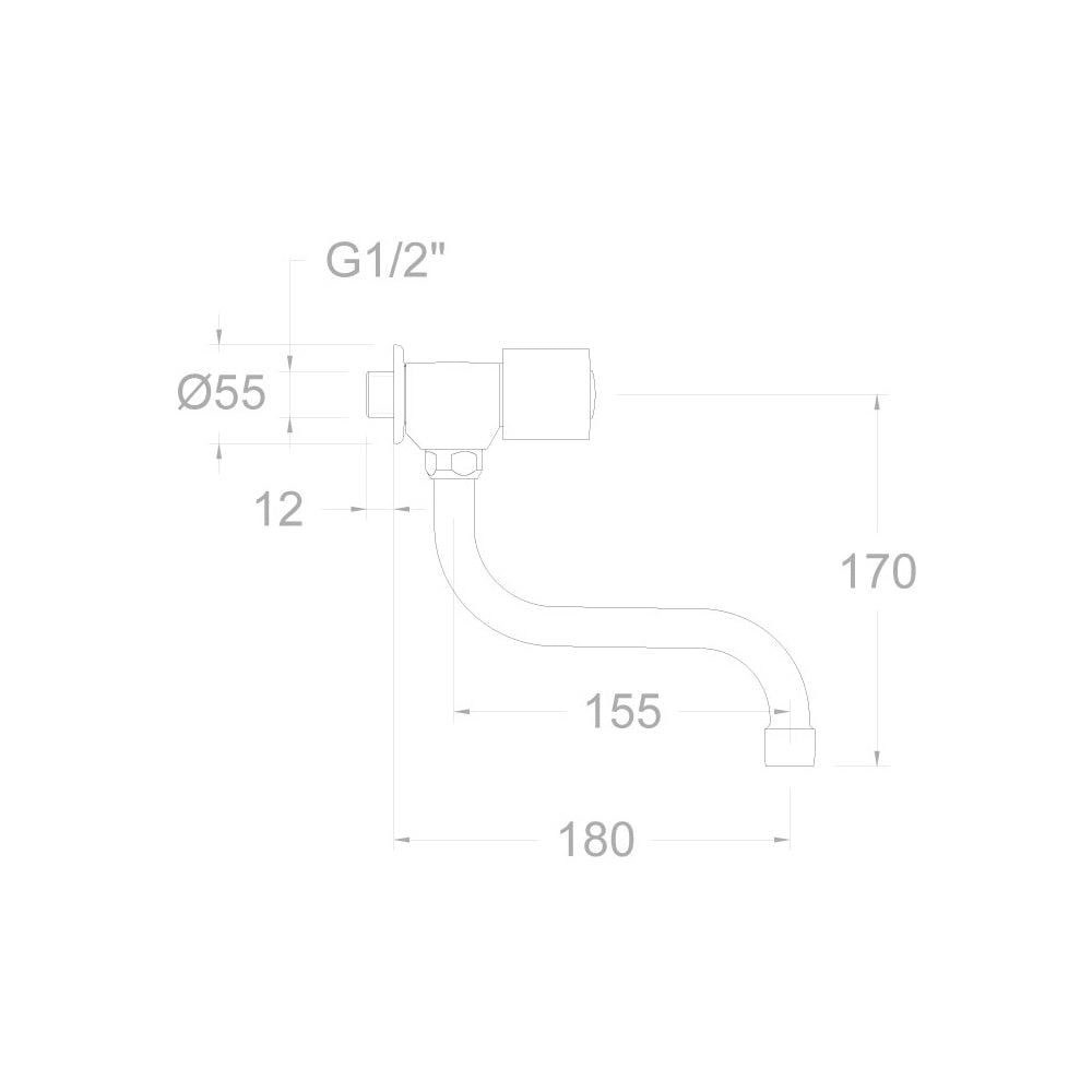 Ramon Soler - Grifo de fregadero mural Eco caño giratorio de tubo 1 agua caliente cromo - BricoandPool