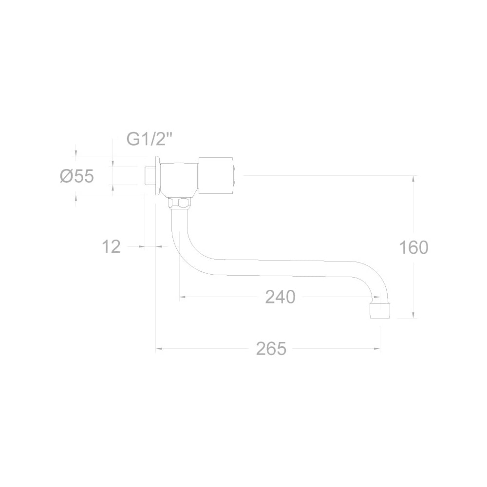Ramon Soler - Grifo de fregadero mural Eco caño largo giratorio de tubo 1 agua fría cromo - BricoandPool