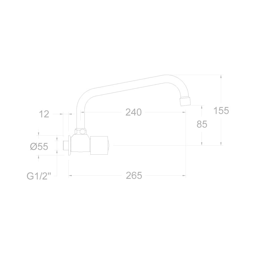 Ramon Soler - Grifo de fregadero mural Eco caño largo superior giratorio de tubo 1 agua fría cromo - BricoandPool