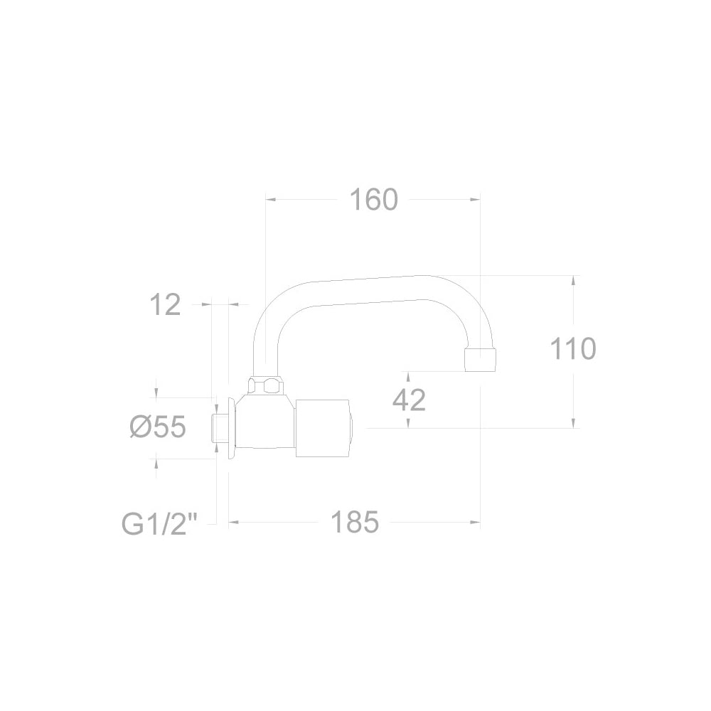 Ramon Soler - Grifo de fregadero mural Eco caño superior giratorio de tubo 1 agua caliente cromo - BricoandPool