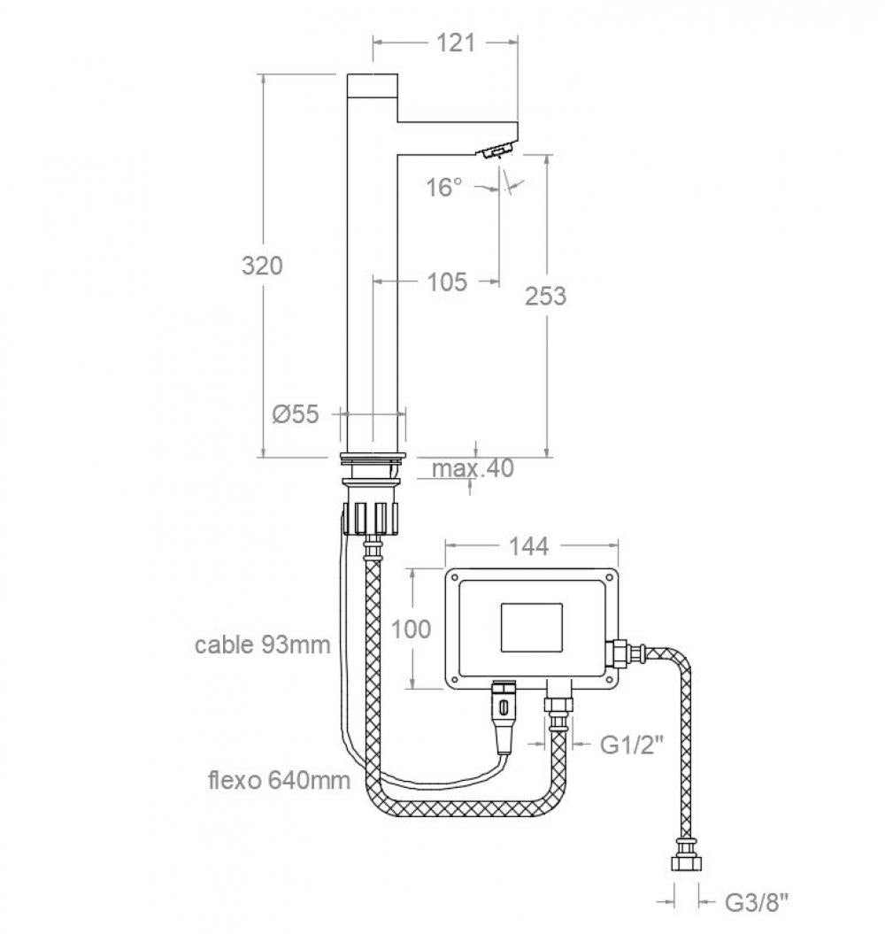 Ramon Soler - Grifo de lavabo alto electrónico Soltronic de dos aguas fría y caliente cromo - BricoandPool