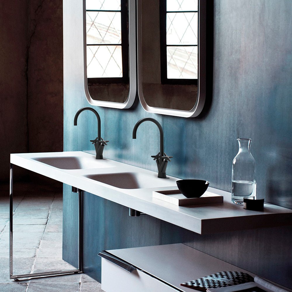 Ramon Soler - Grifo de lavabo bimando Adagio con caño giratorio 190 mm grafito - BricoandPool