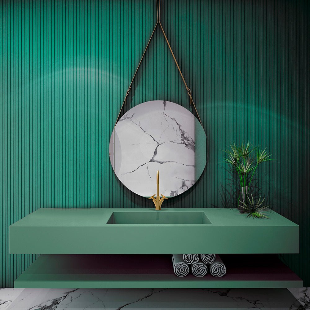 Ramon Soler - Grifo de lavabo bimando Adagio con caño giratorio 190 mm oro cepillado - BricoandPool