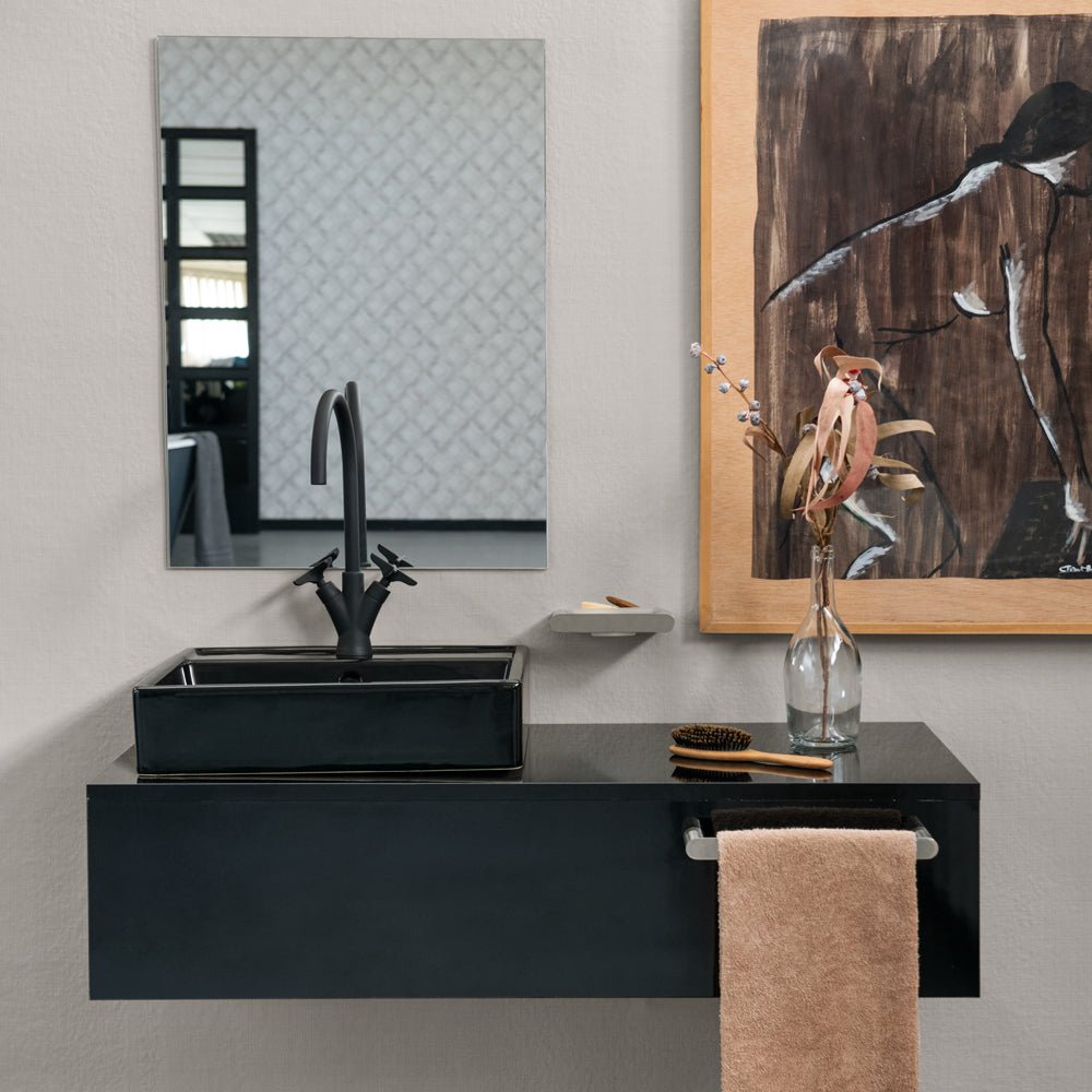 Ramon Soler - Grifo de lavabo bimando Adagio con caño giratorio negro mate - BricoandPool