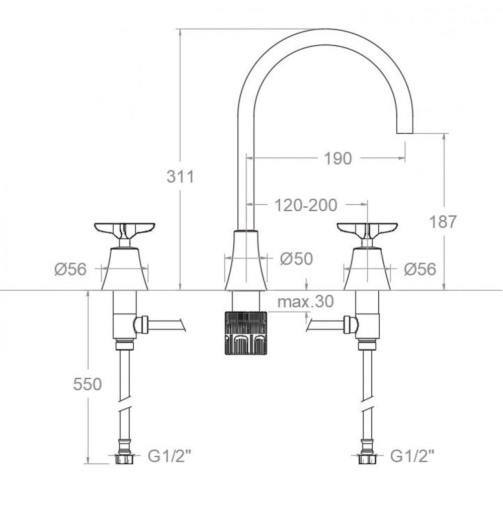 Ramon Soler - Grifo de lavabo bimando alto para repisa Adagio negro mate - BricoandPool