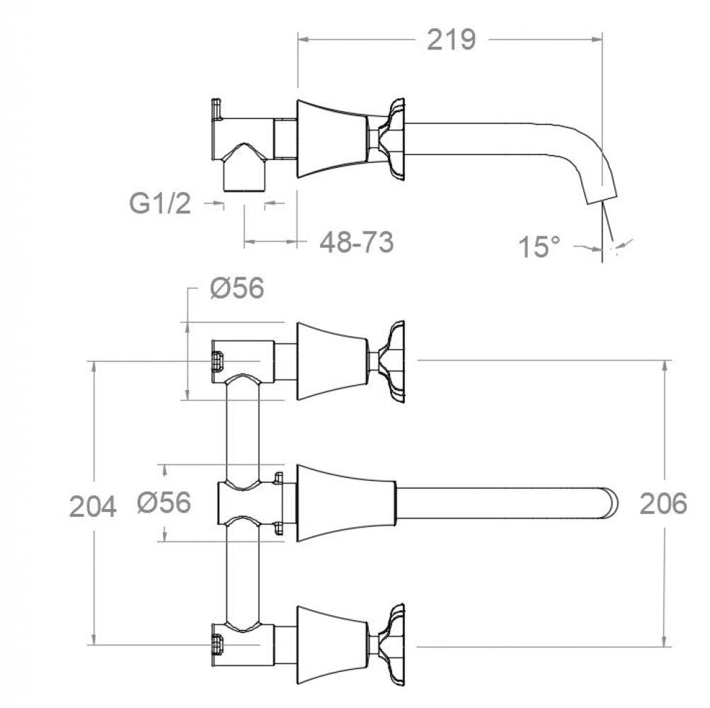 Ramon Soler - Grifo de lavabo bimando empotrado mural Adagio grafito - BricoandPool