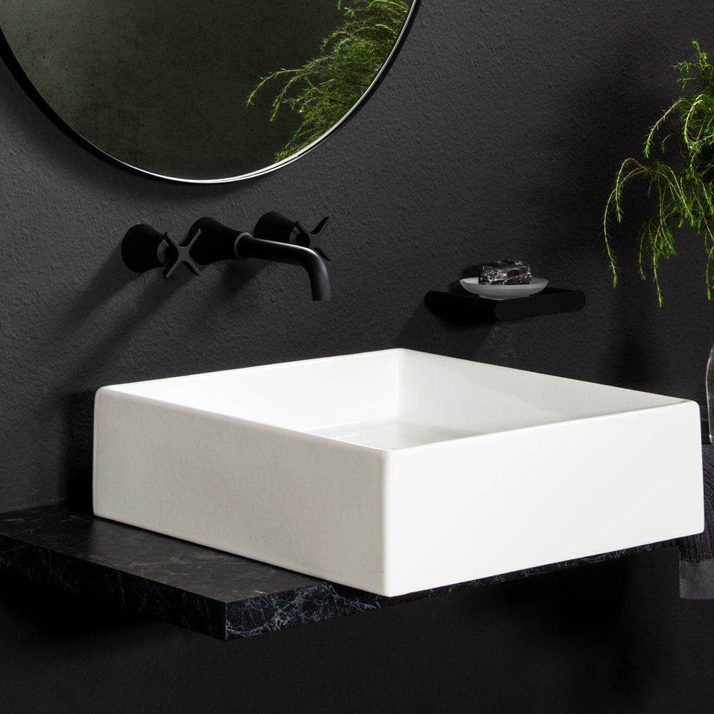 Ramon Soler - Grifo de lavabo bimando empotrado mural Adagio negro mate - BricoandPool