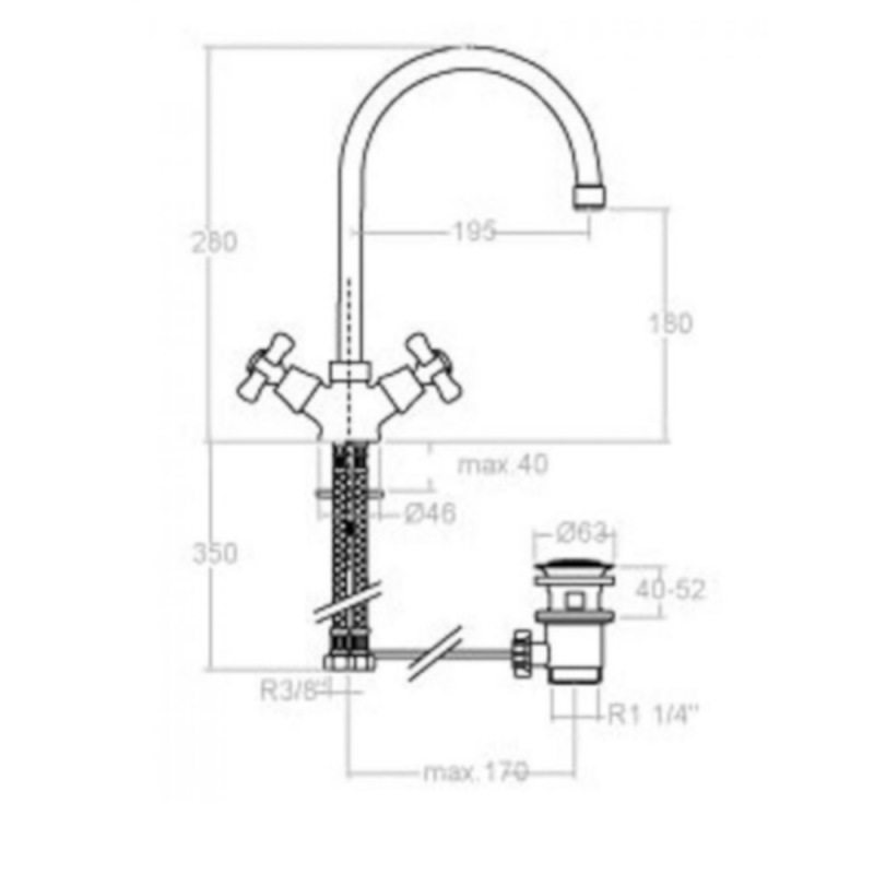 Ramon Soler - Grifo de lavabo bimando Gaudí con caño giratorio altura L cromo - BricoandPool