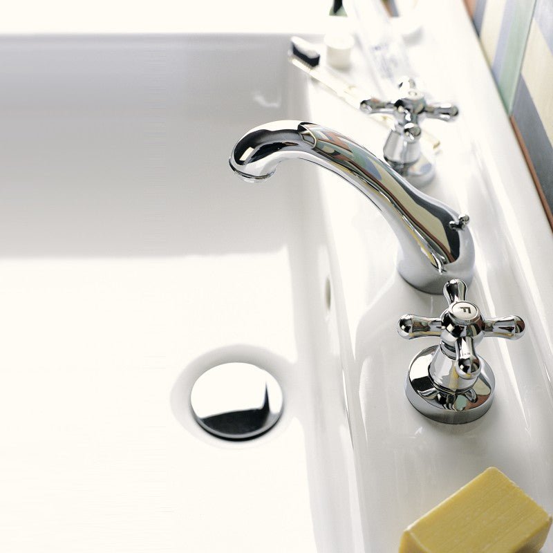 Ramon Soler - Grifo de lavabo bimando Gaudí para repisa con válvula automática de latón 1¼ cromo - BricoandPool