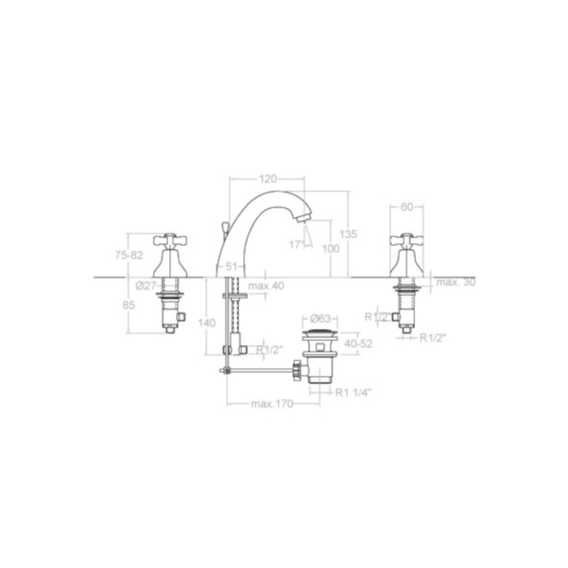 Ramon Soler - Grifo de lavabo bimando Gaudí para repisa cromo - BricoandPool