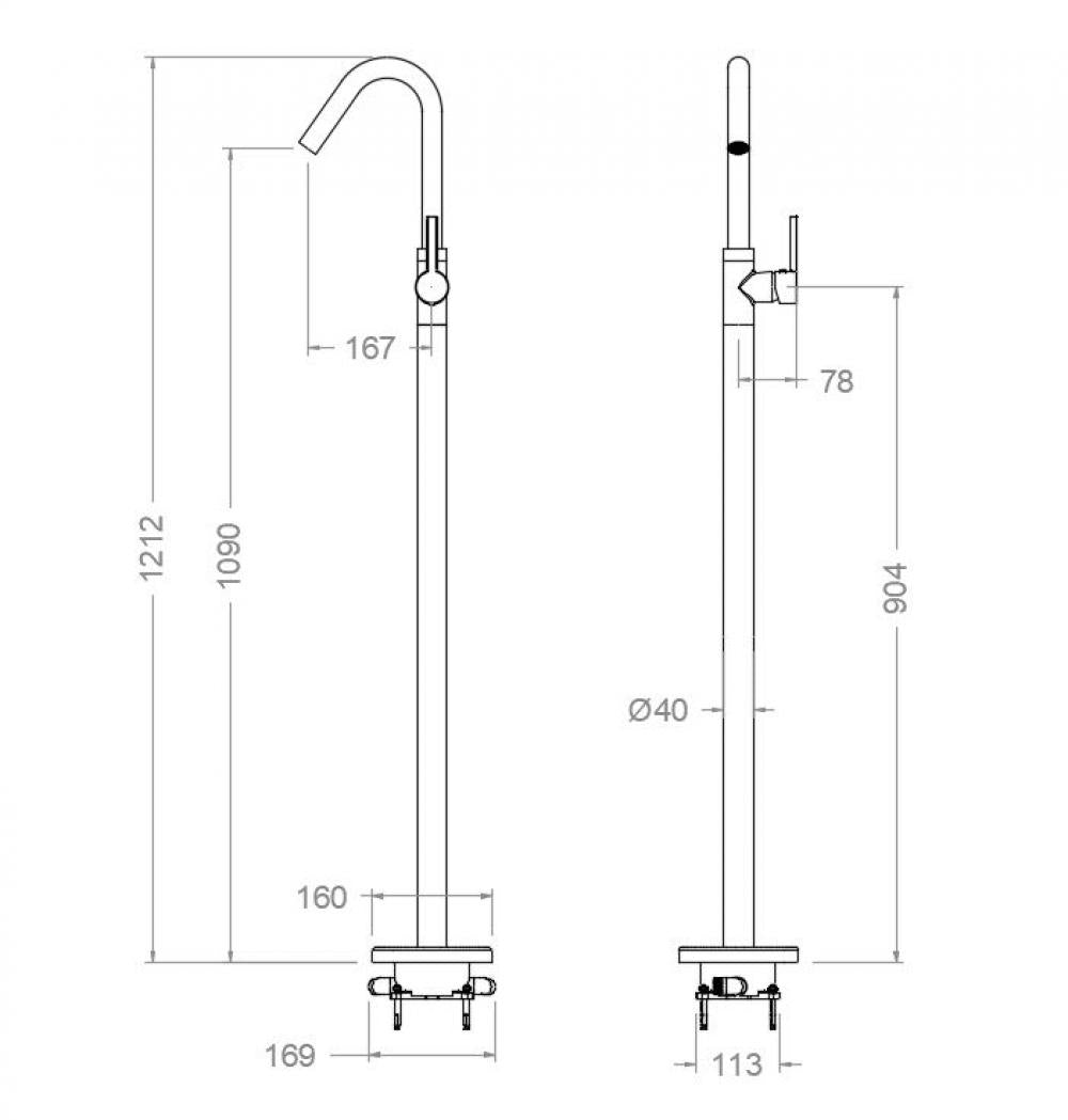Ramon Soler - Grifo de lavabo de pie monomando Drako cromo - BricoandPool
