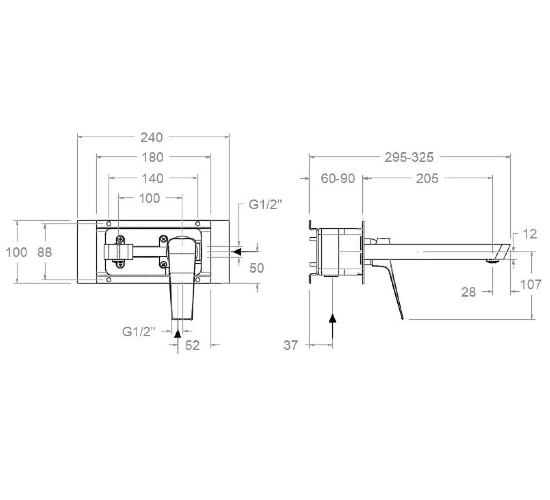 Ramon Soler - Grifo de lavabo empotrado monomando Prisma cromo - BricoandPool