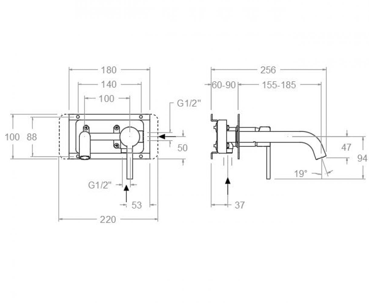 Ramon Soler - Grifo de lavabo empotrado mural monomando Drako cromo - BricoandPool
