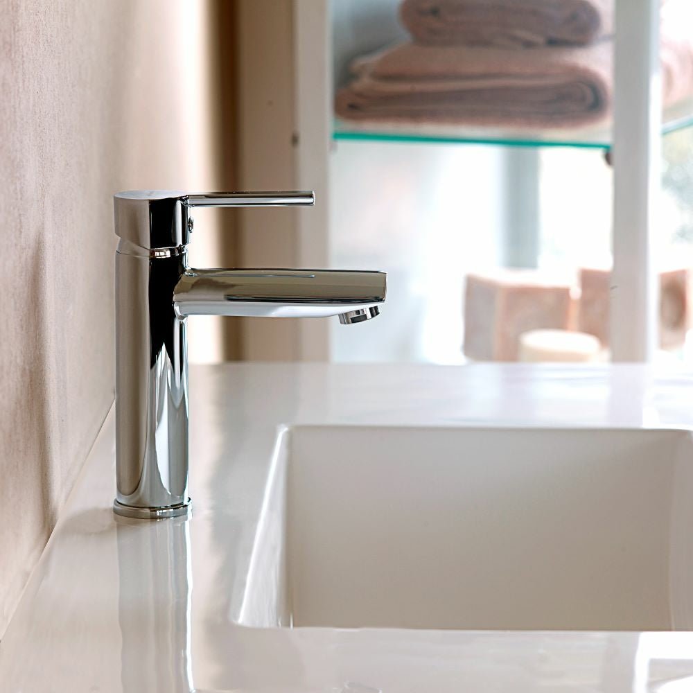 Ramon Soler - Grifo de lavabo monomando Drako con válvula automática de inox 1¼ apertura en frío cromo - BricoandPool