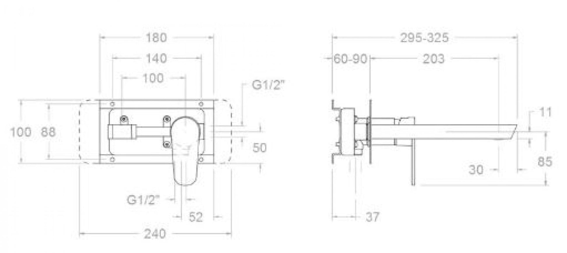Ramon Soler - Grifo de lavabo monomando empotrado mural Alexia níquel cepillado - BricoandPool