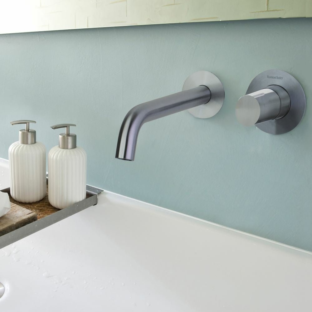 Ramon Soler - Grifo de lavabo monomando empotrado mural Tzar níquel cepillado - BricoandPool