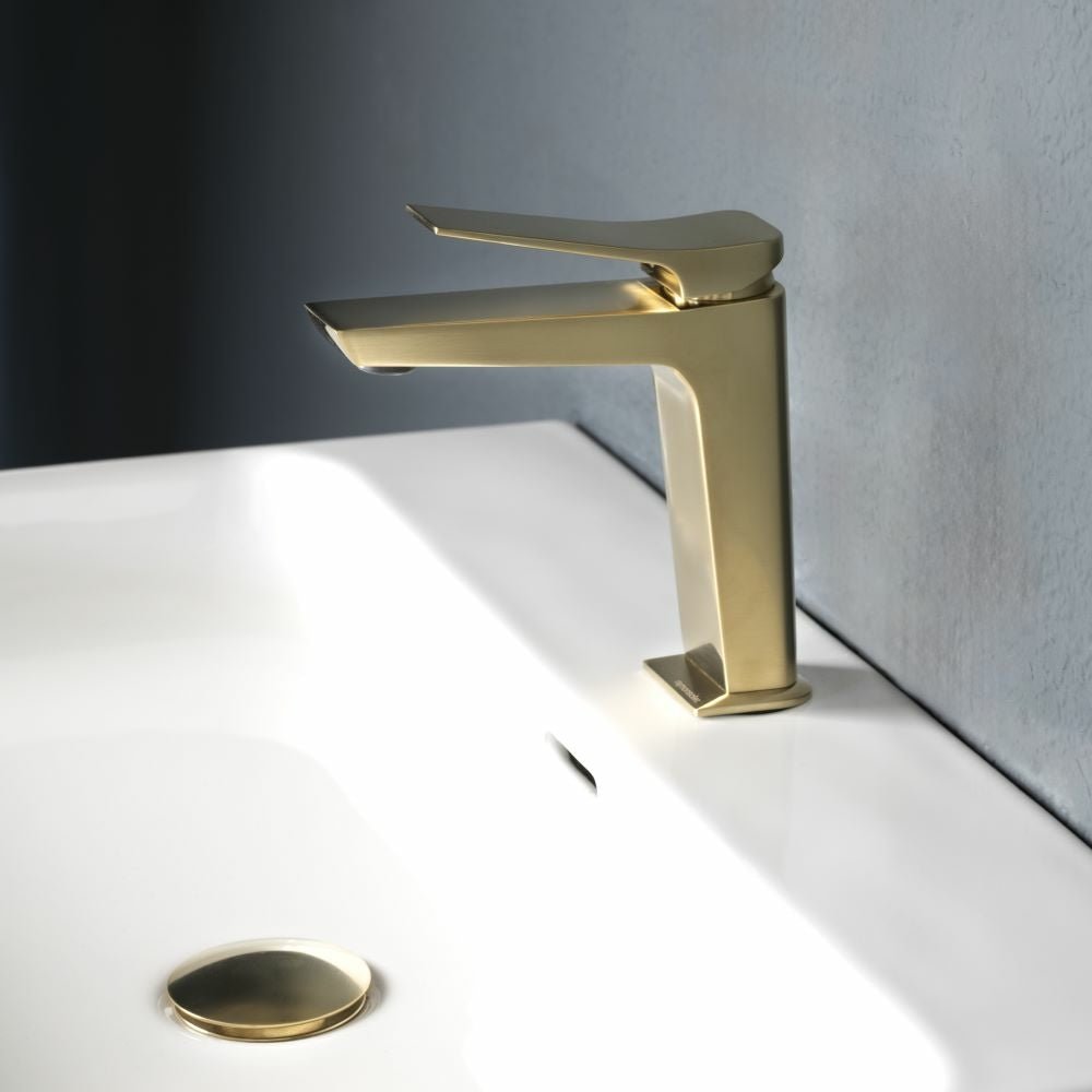 Ramon Soler - Grifo de lavabo monomando Prisma oro cepillado - BricoandPool