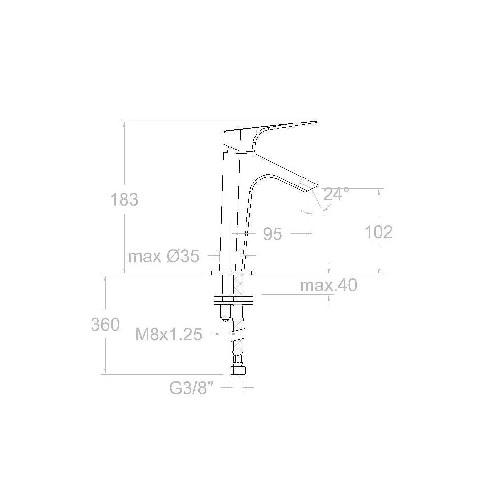 Ramon Soler - Grifo de lavabo monomando Urban Chic con salida en cascada caudal limitado 5L cromo - BricoandPool