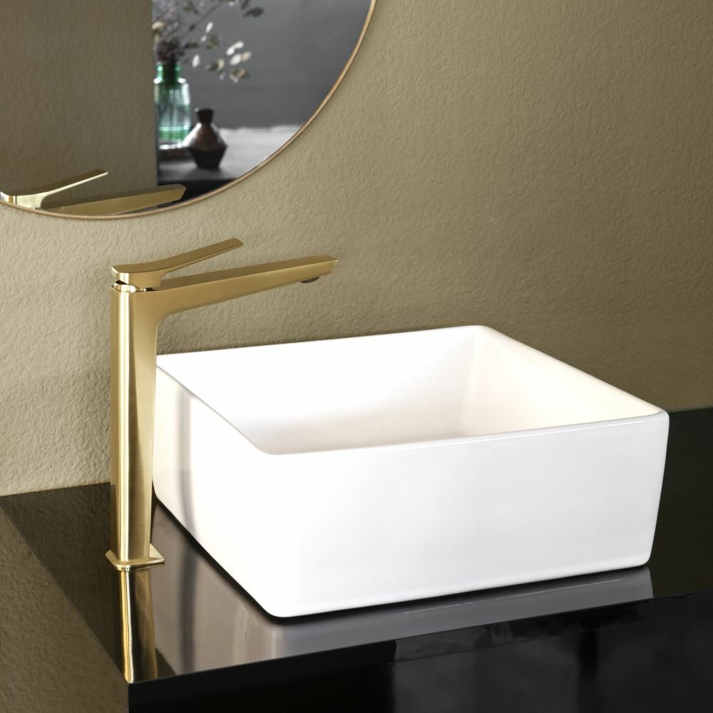 Ramon Soler - Grifo de lavabo monomando XL Prisma oro cepillado - BricoandPool