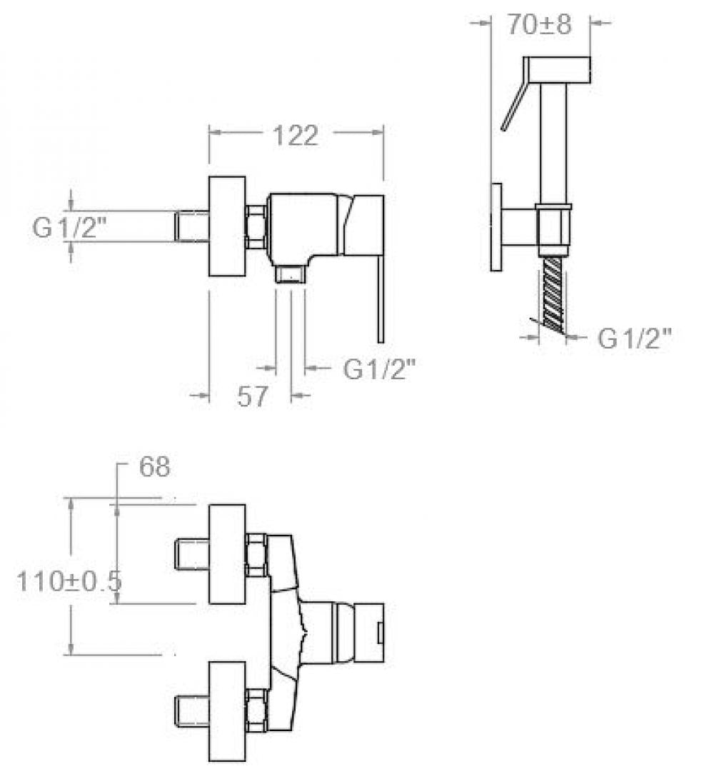 Ramon Soler - Grifo de WC mural monomando con accesorios cromo - BricoandPool