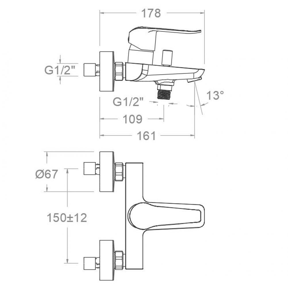 Ramon Soler - Grifo monomando de baño - ducha Ypsilon Plus sin equipo de ducha cromo - BricoandPool