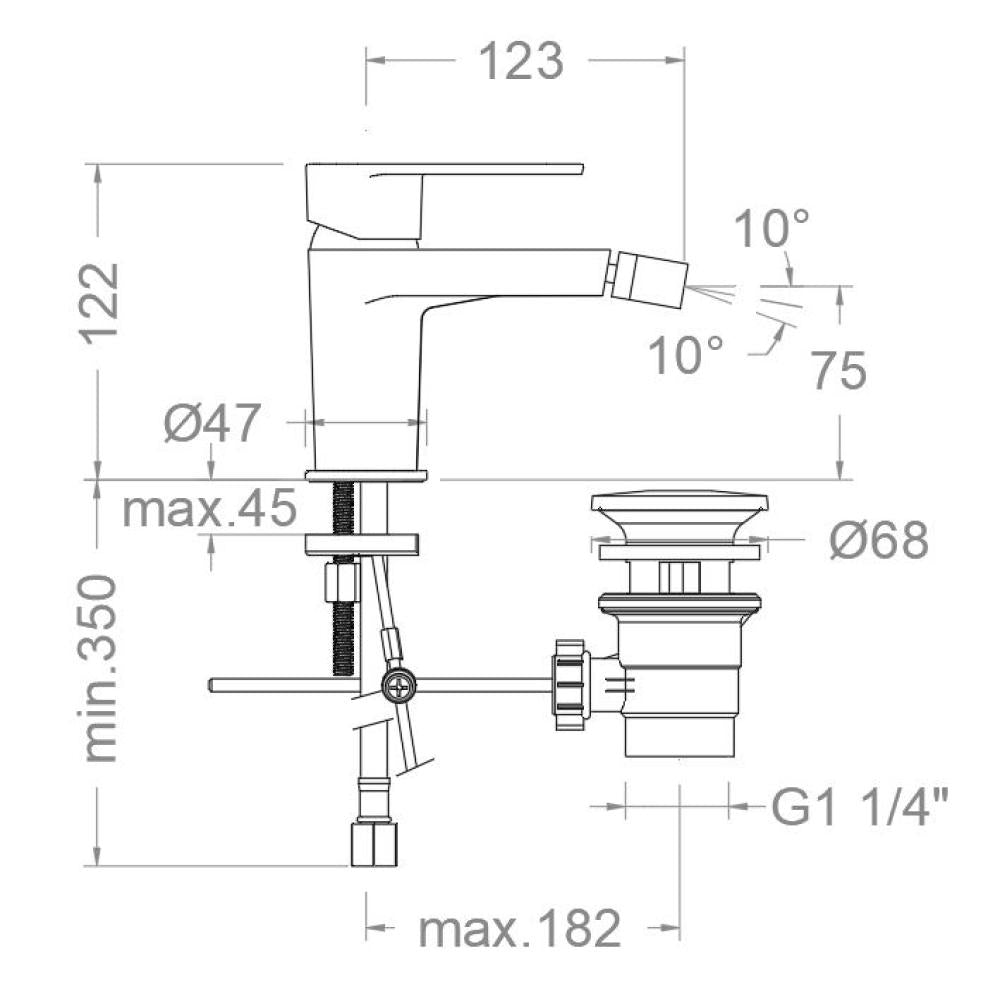 Ramon Soler - Grifo monomando de bidé Alexia con válvula automática de ABS 1¼ cromo - BricoandPool
