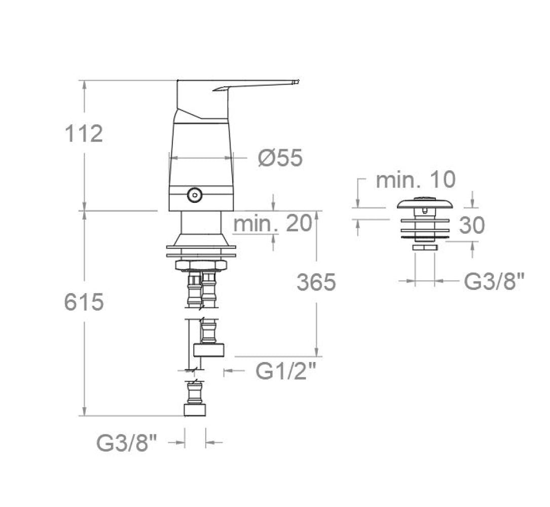 Ramon Soler - Grifo monomando de bidé de repisa Titanium con duchita cromo - BricoandPool