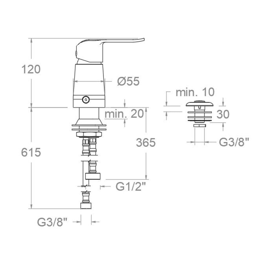 Ramon Soler - Grifo monomando de bidé de repisa Ypsilon Plus con ducha cromo - BricoandPool