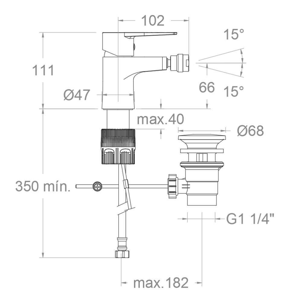 Ramon Soler - Grifo monomando de bidé Titanium Tool Free cromo - BricoandPool