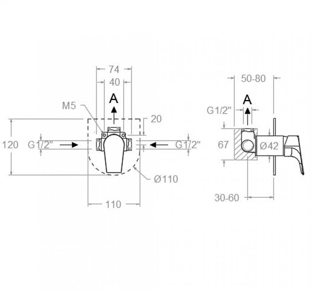 Ramon Soler - Grifo monomando de ducha empotrado 1 vía Urban Chic placa metálica ultraslim cromo - BricoandPool