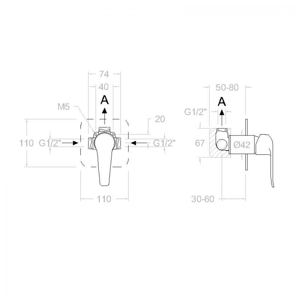 Ramon Soler - Grifo monomando de ducha empotrado 1 vía Ypsilon Plus placa metálica cromo - BricoandPool