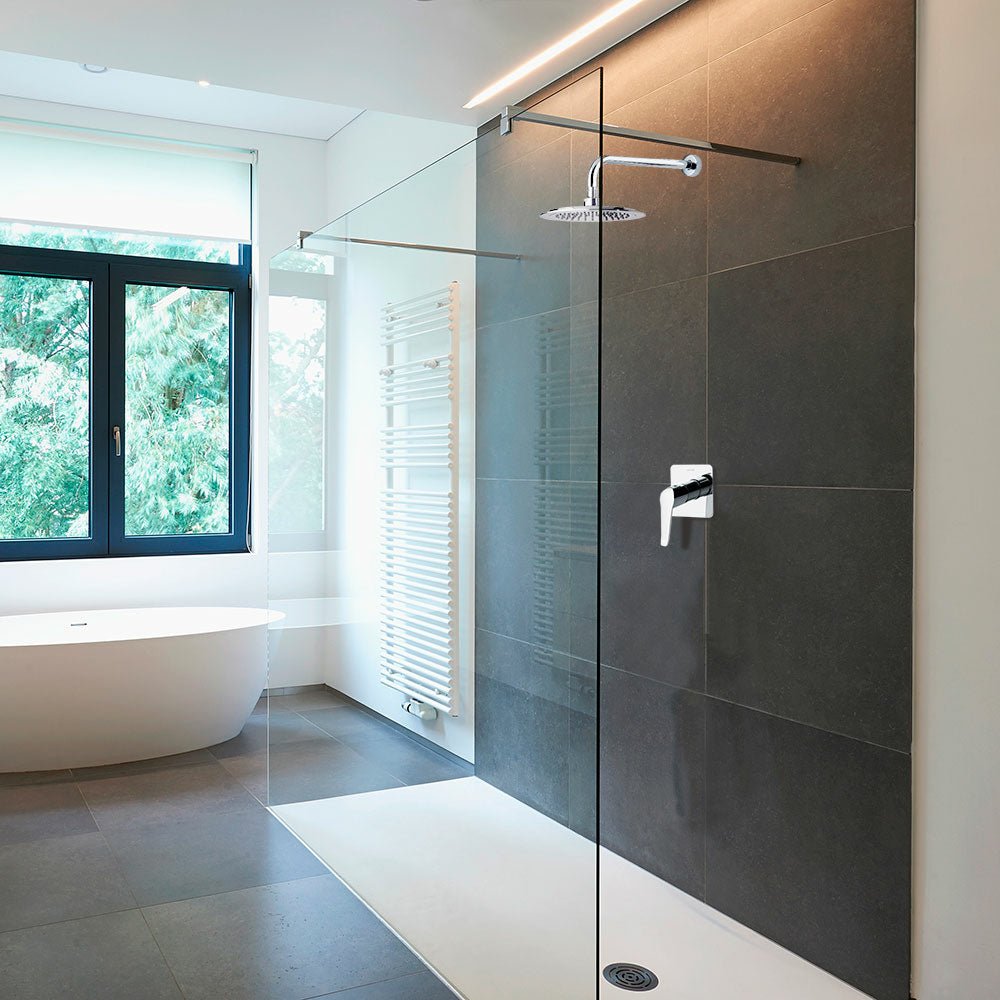 Ramon Soler - Grifo monomando de ducha empotrado 1 vía Ypsilon Plus placa metálica cromo - BricoandPool