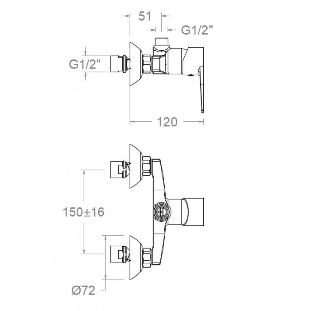 Ramon Soler - Grifo monomando de ducha Titanium cromo - BricoandPool